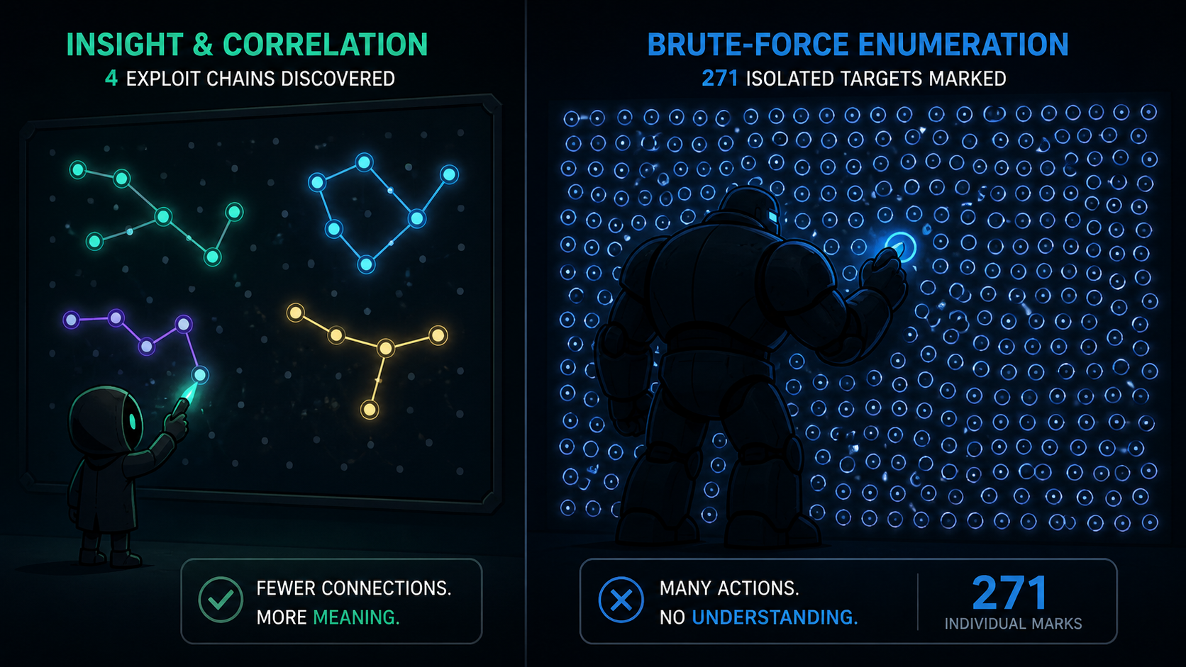 Insight and Correlation vs Brute-Force Enumeration